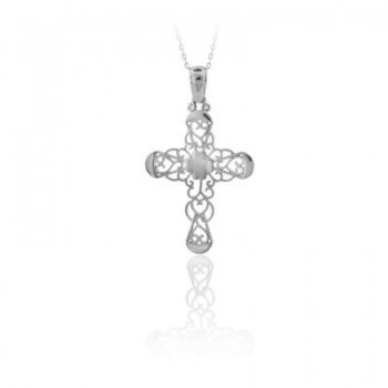 14K Solid Gold Cross Charm Necklace