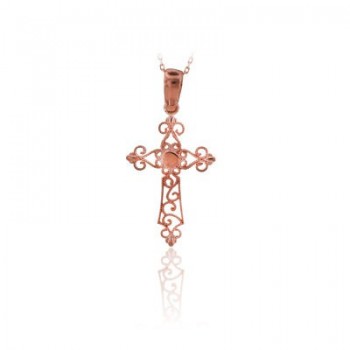 14K Solid Gold Cross Charm Necklace