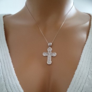 14K Solid Gold Cross Crucifix Charm Necklace