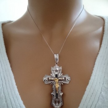 14K Solid Gold Cross Crucifix Charm Necklace