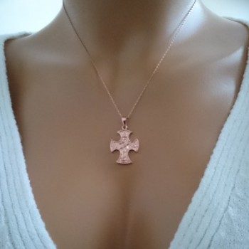 14K Solid Gold Cross Crucifix Charm Necklace