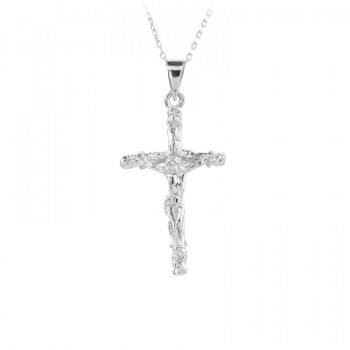 14K Solid Gold Cross Crucifix Charm Necklace