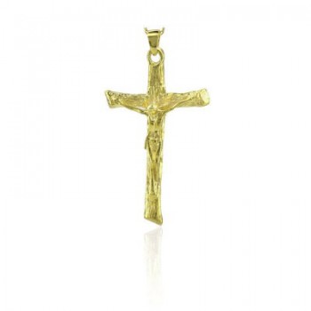 14K Solid Gold Cross Crucifix Charm Necklace