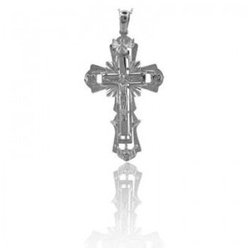 14K Solid Gold Cross Crucifix Charm Necklace