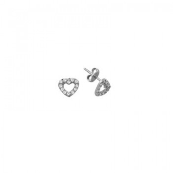 14K Solid Gold Drop Stud Heart Earring