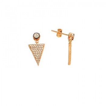 14K Solid Gold Drop Stud Pyramid Earring