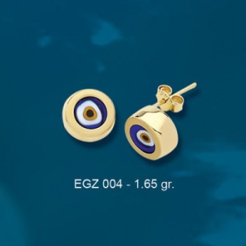 14K Solid Gold Evil Eye Good Luck Earrings 