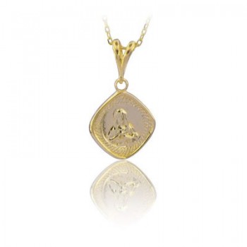 14K Solid Gold Virgin Mary Charm Necklace