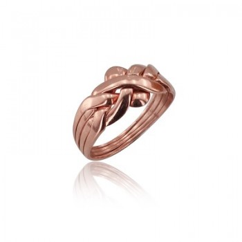 14K Solid Rose Gold 4 Band Puzzle Ring
