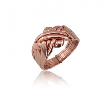 14K Solid Rose Gold 6 Band Puzzle Ring