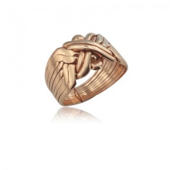 14K Solid Rose Gold 8 Band Puzzle Ring