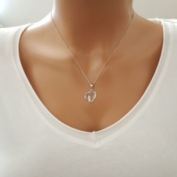 925 K Sterling Silver Personalized Letter  V Necklace