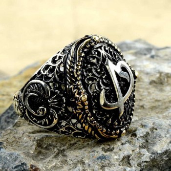 925K Sterling Silver Alif Waav Men Ring