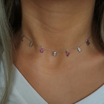 925K Sterling Silver Design Choker Love Necklace