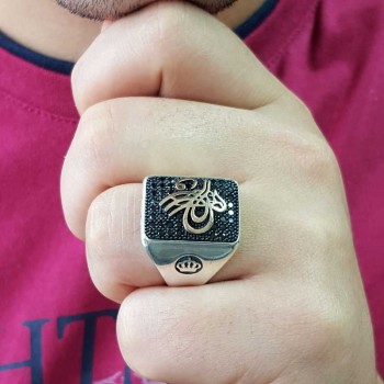 925K Sterling Silver Ottoman Tugra Men Ring