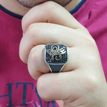 925K Sterling Silver Ottoman Tugra Men Ring