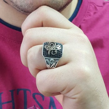 925K Sterling Silver Ottoman Tugra Men Ring