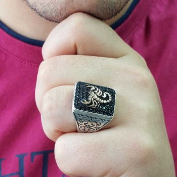 925K Sterling Silver Scorpion Men Ring