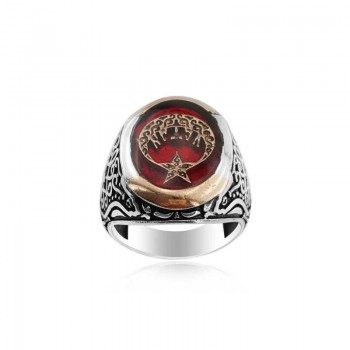 925K Sterling Silver Star And Crescent Men Ring