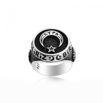 925K Sterling Silver Star And Crescent Men Ring