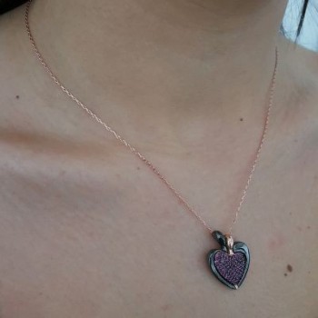 Rose Gold Plated 925K Silver Love Heart Necklace