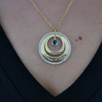 Rose Gold Plated 925K Silver Ay Star Evil Eye Personalized Necklace