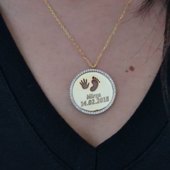 Rose Gold Plated 925K Silver Hand Footprint Personalized Necklace