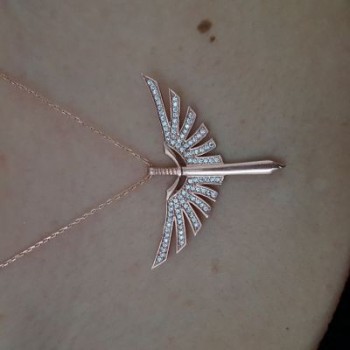 Rose Gold Plated 925K Silver Sword Blade Necklace