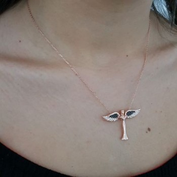 Rose Gold Plated 925K Silver Angel Necklace