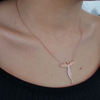 Rose Gold Plated 925K Silver Angel Wing Necklace