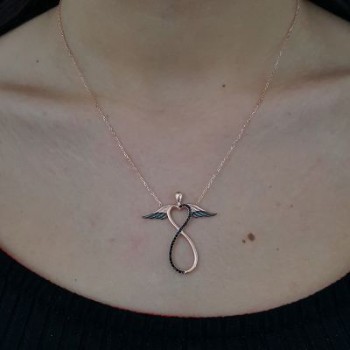 Rose Gold Plated 925K Silver Infinity Wing Necklace