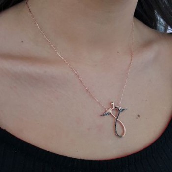 Rose Gold Plated 925K Silver Infinity Wing Necklace