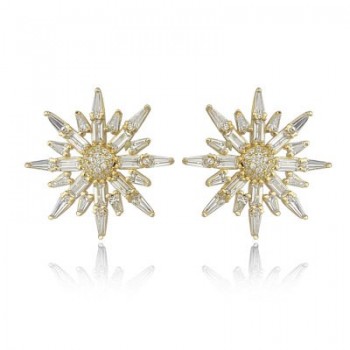 Rose Gold Plated 925K Sterling Silver Baguette Earring Baguette Earring Fashion Designer Earring North Star Earring
