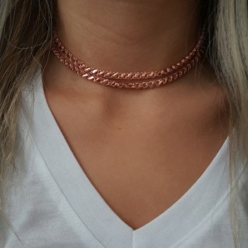 Silver Rose Gold P. 925K Sterling Design Long Necklace