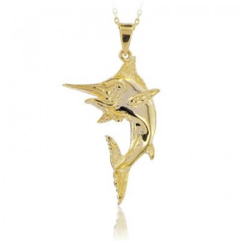 Sterling Silver Gold P. Swordfish Blue Marlin Charm Pendant Necklace